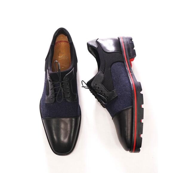 $1,095 LOUBOUTIN - Black/Navy Leather/Wool \